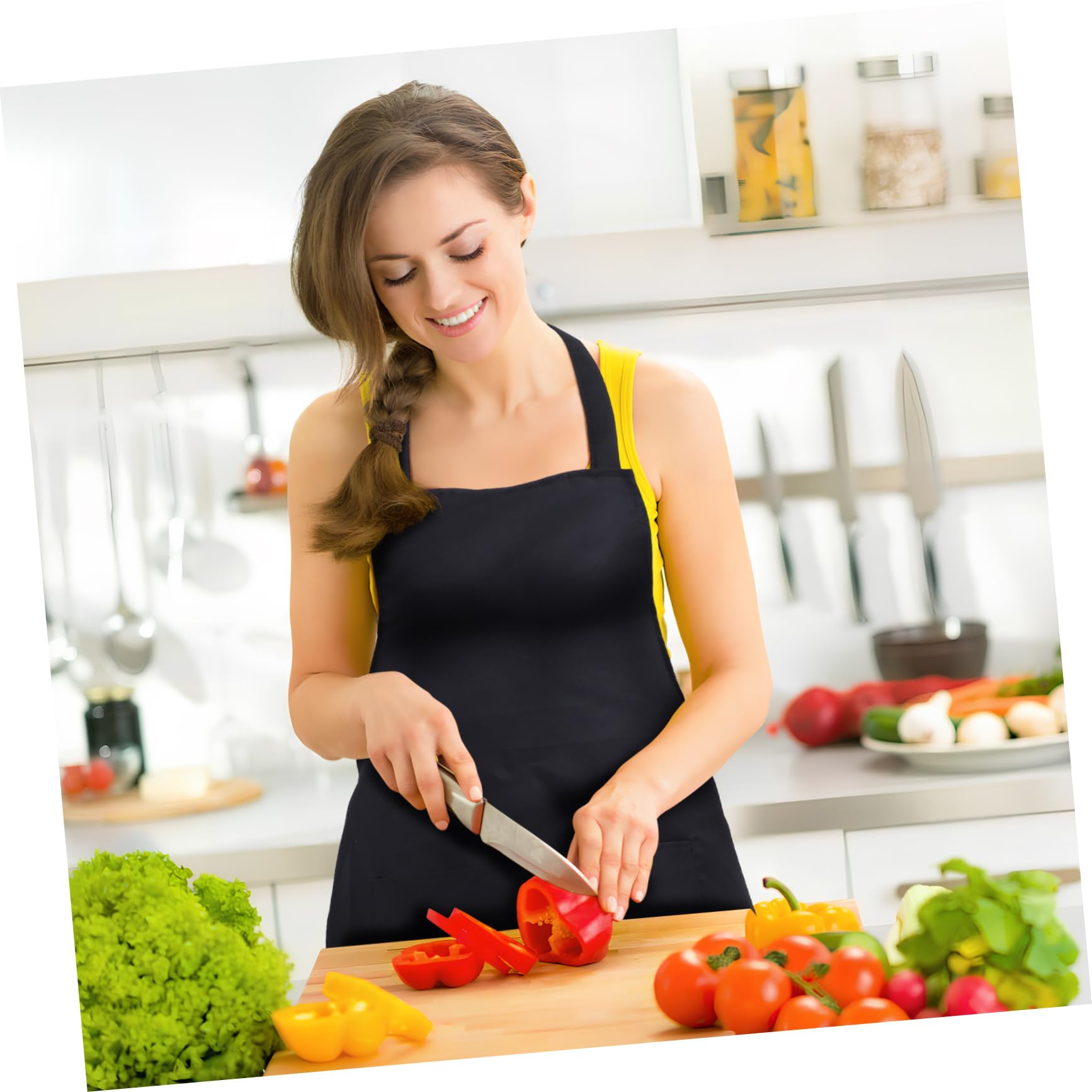 Hohopeti 12 Piezas Delantales de Cocina Unisex Colgantes con Bolsillo Frontal Resistentes y Versátiles para Hogar Peluquería y Taller