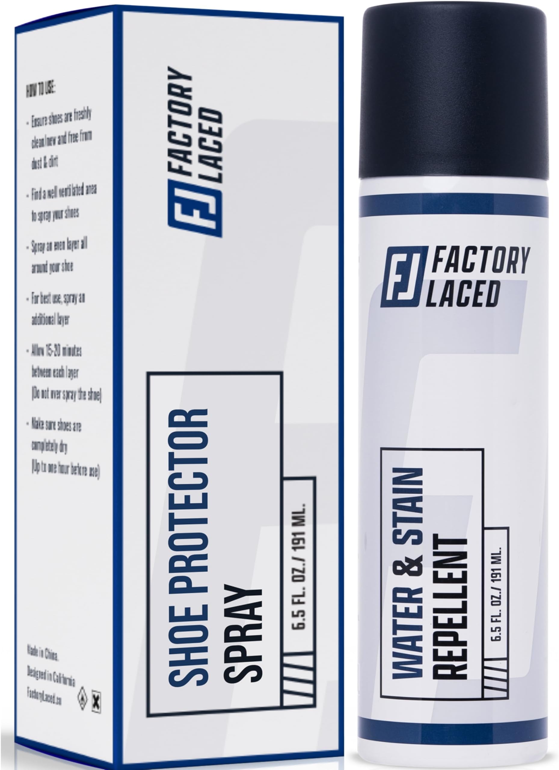 FACTORY LACED Deadstock Los Angeles Water & Stain Repellent for Shoes 6.5oz Spray - Waterproof Spray to Protect: White Sneakers, Suede, Leather, Mesh, Canvas and More!