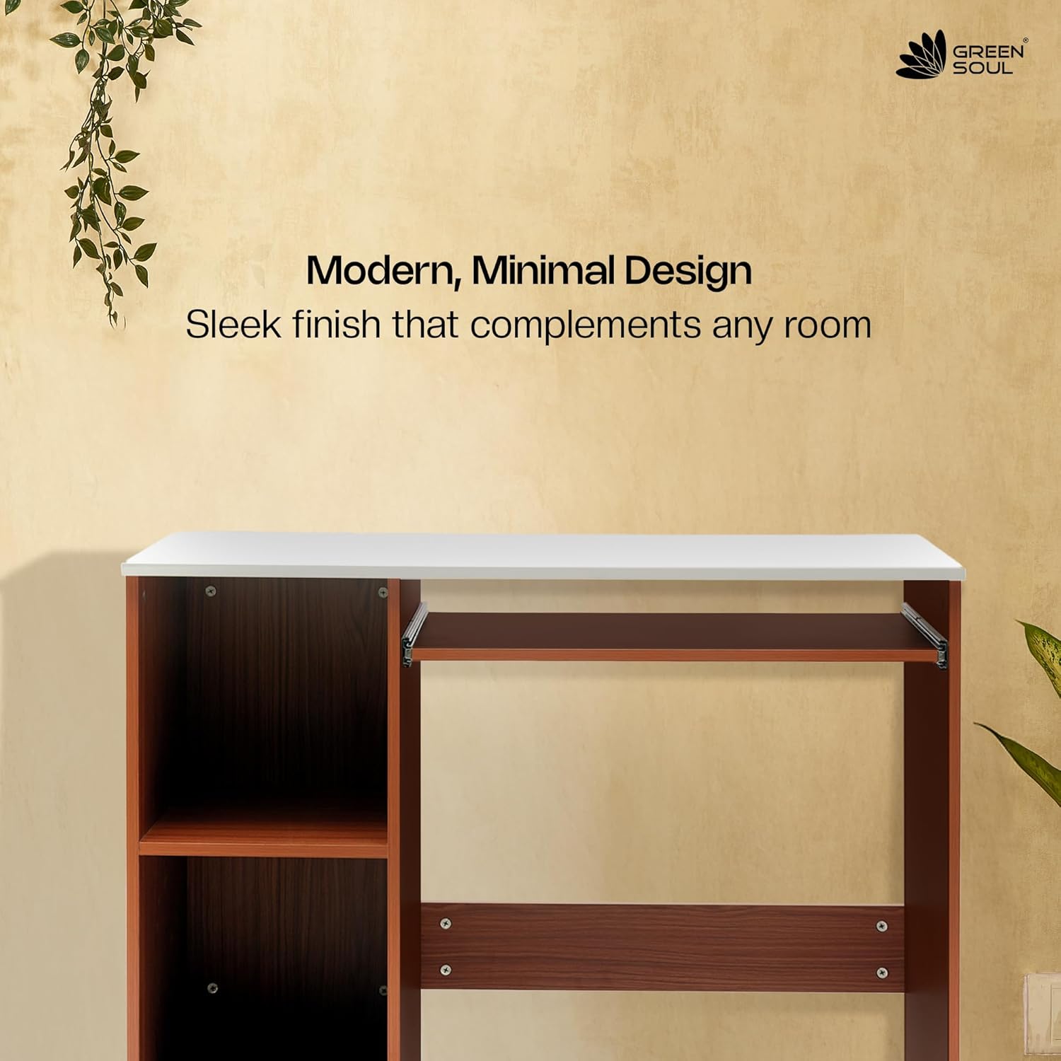 Green Soul Murray Computer Table for Home - Study Table for Students, Work Table for Adults & Professionals with Keyboard Tray, Storage Shelves | Natural Teak | 3 Years Warranty 21 71p9ZeYUWdL. SL1500