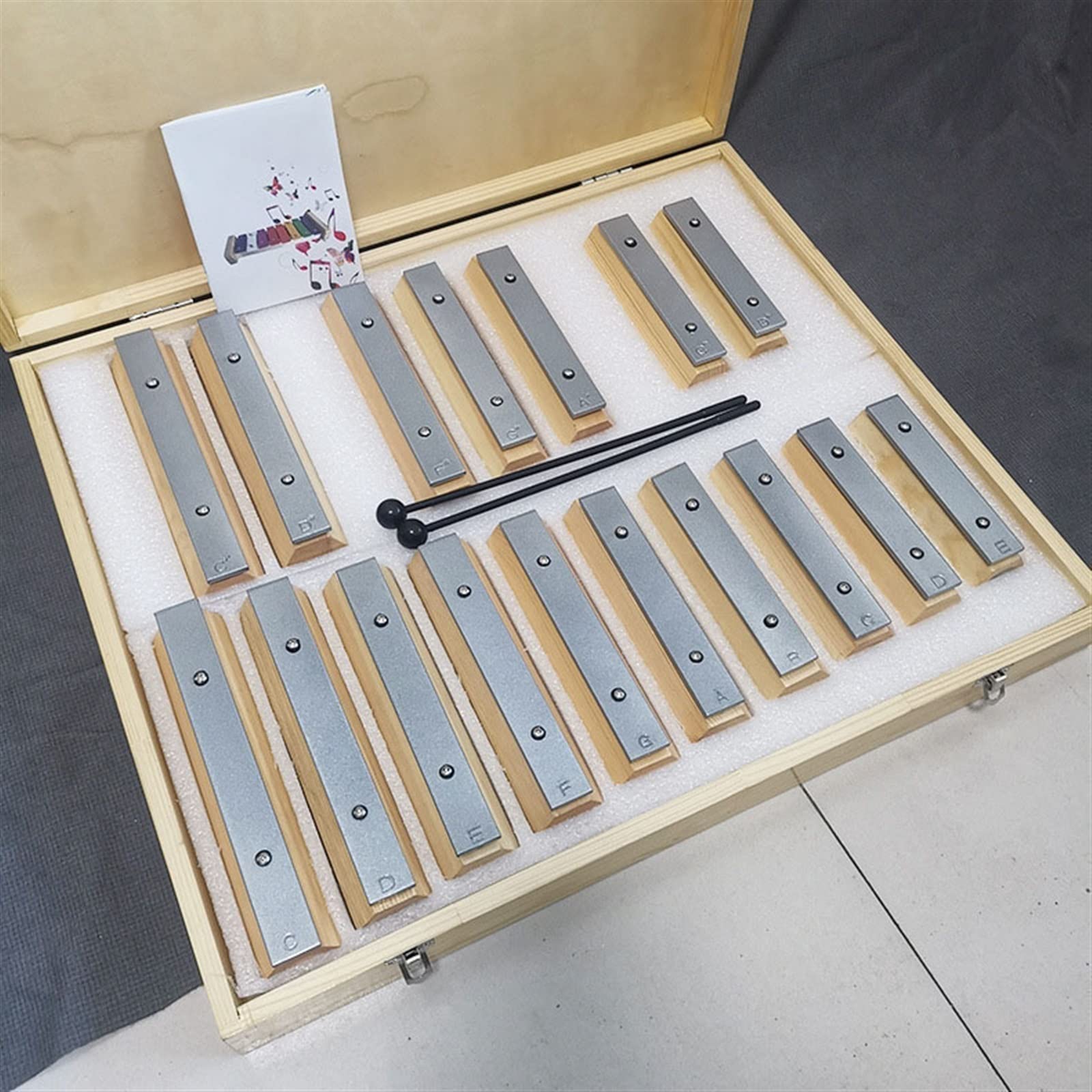Percussão Musical Pianoforte A Blocchi A 17 Toni Sussidi Didattici Per Principianti Scatola Di Legno Che Bussa A Mano In Mattoni Con Piastra In Alluminio Xilofoni