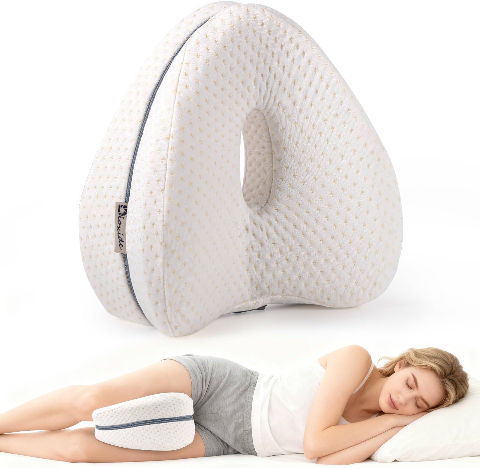 Dioxide Knee Pillow for Sleeping on Side, Memory Foam Pillow for Side Sleepers,Orthopaedic Leg Pillow for Sleeping