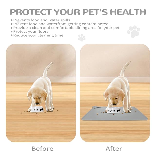 Foto 8 de 8 de Alfombrillas impermeables para alimentación de perros con labios altos, 55 x 38 cm
