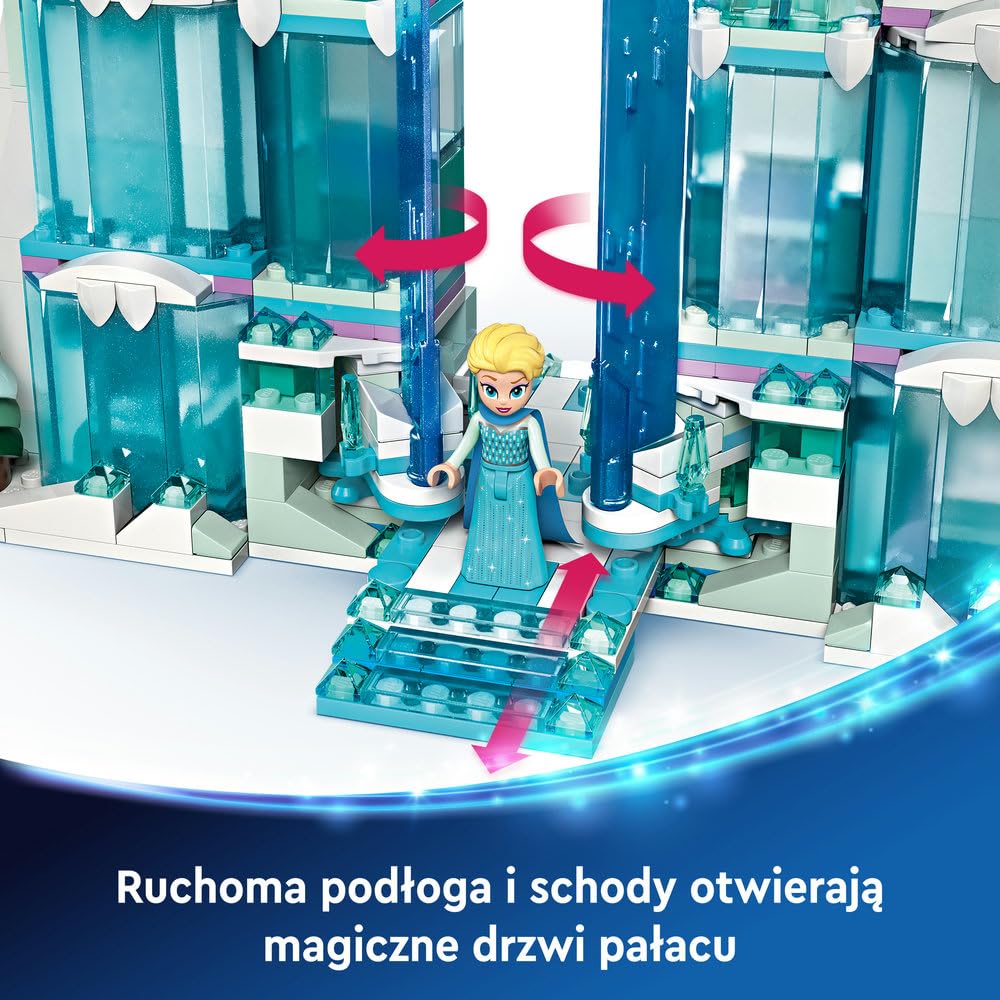 LEGO ǀ Disney Princess Kraina Lodu Lodowy pałac Elzy 43244 | Frozen, zamek i 5 postaci, zabawka dla 6-latki, prezent dla dziewczynki i chłopca, zestaw klocków dla dzieci, 630 elementów