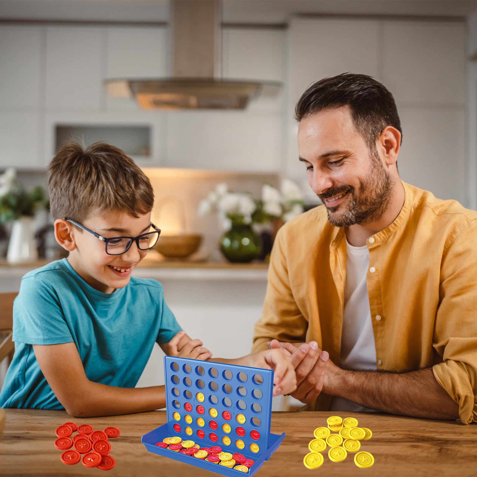 Cuatro en Raya,Four Wins Juego de Viaje, Juguete Educativo para niños, Juego de Estrategia para niños 3 4 5 6 7 8（Formato Grande）