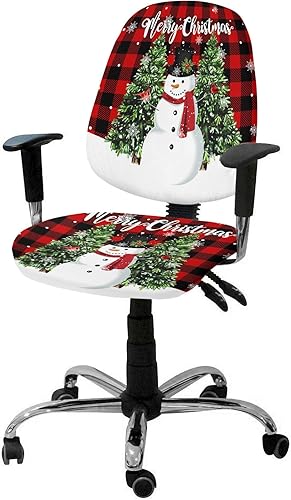 Funda elástica para silla de oficina de muñeco de nieve de Navidad, funda de asiento para silla de computadora, funda para respaldo, cojín giratorio
