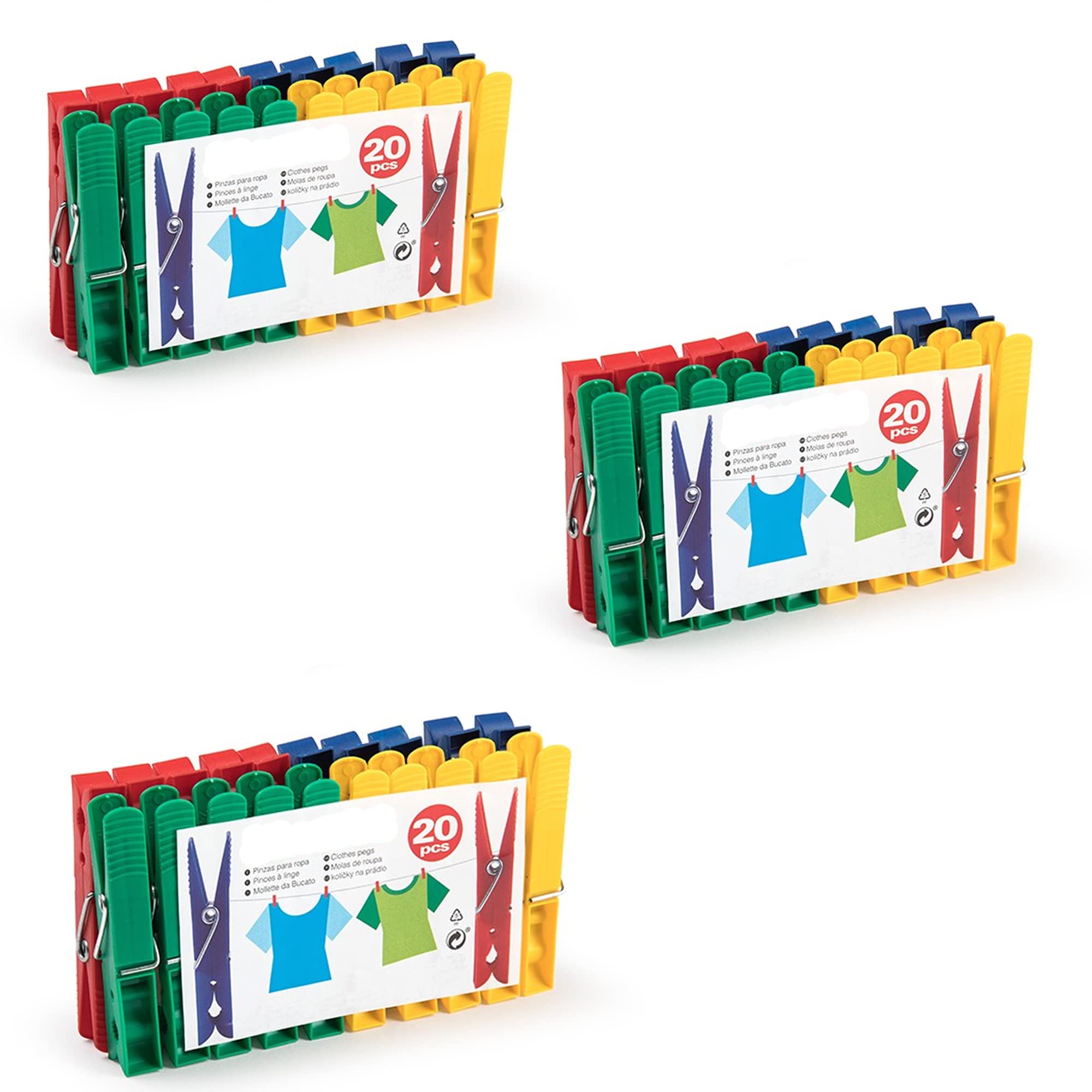 Plastific Pack Of 60 - Assorted Colors Plastic Laundry Pegs, Strong Grip Pegs For Washing Line Durable Assorted Clothes Pegs Rust Resistant Windproof Non Slip Clothespins For Home & Garden Washing Pegs (Pack Of 60 - Assorted Colors)