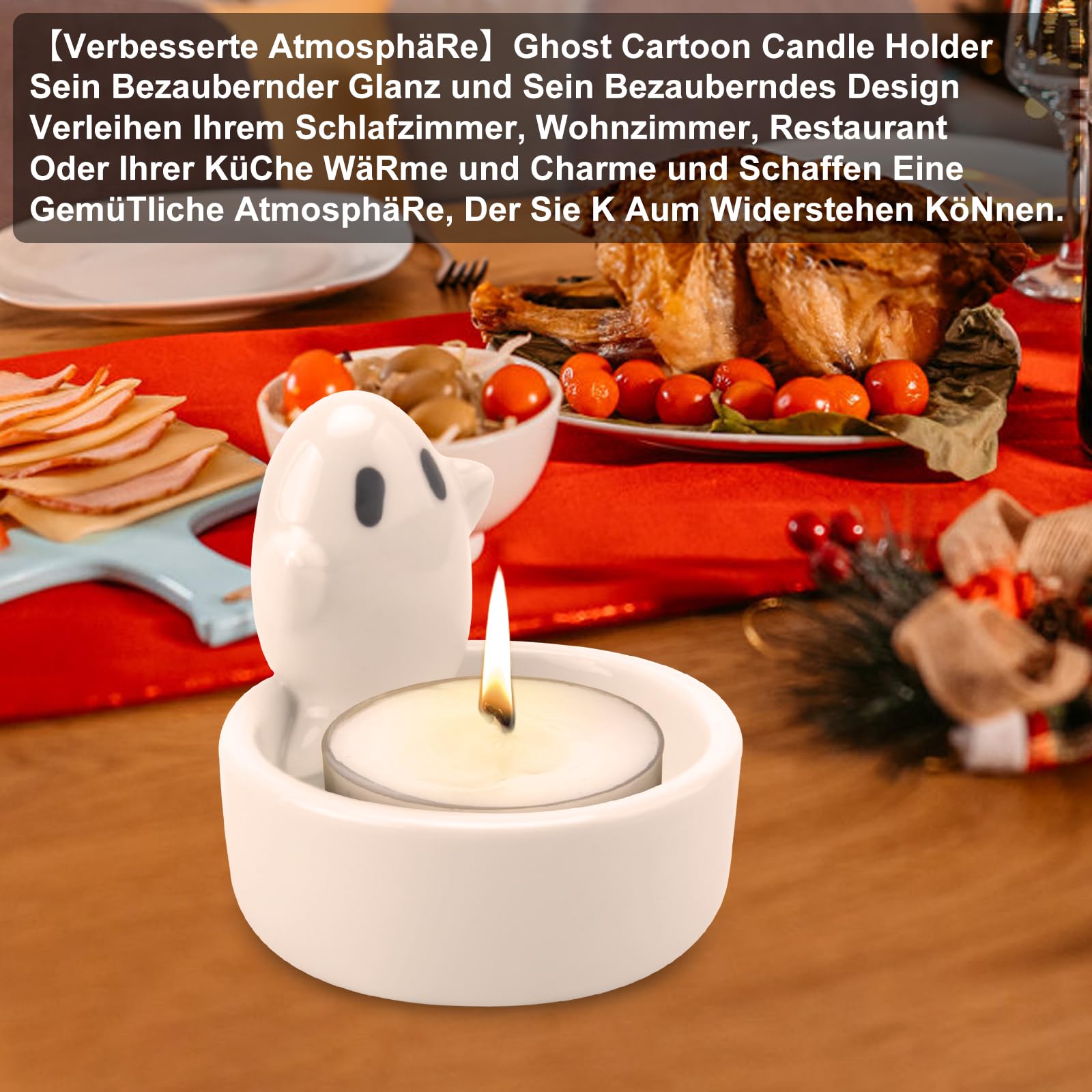 DAKLUNAR Ghost Porte-bougie Motif Dessin Animé Chat - Série