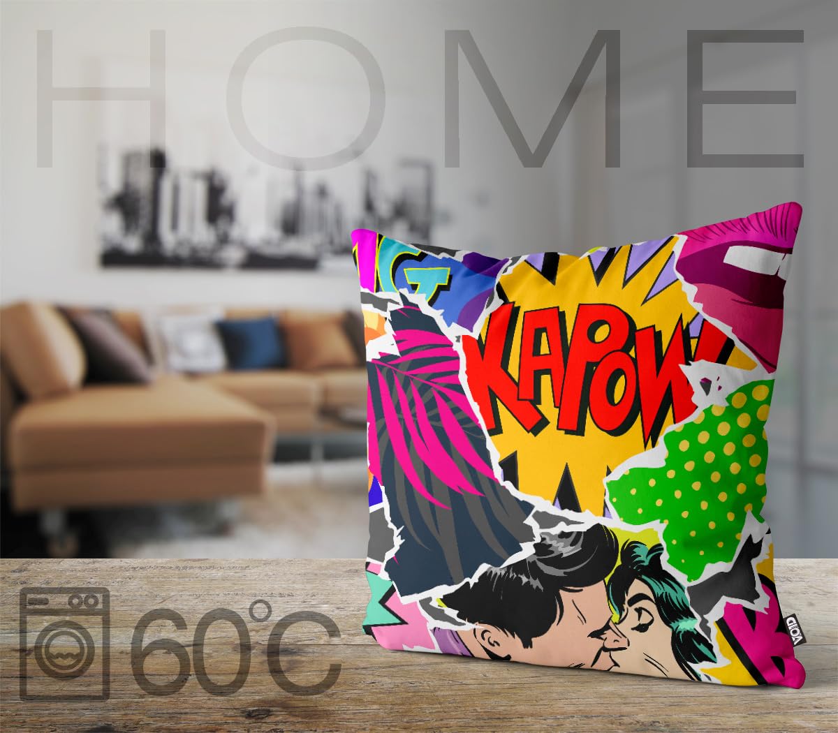 VOID Pop Art Comic Boom Kissenbezug Kissenhülle Sofa Couch Wohnzimmer Dekoration wasserfest Outdoor Garten Kissen bezug deko, Kissen Größe:60 x 60 cm