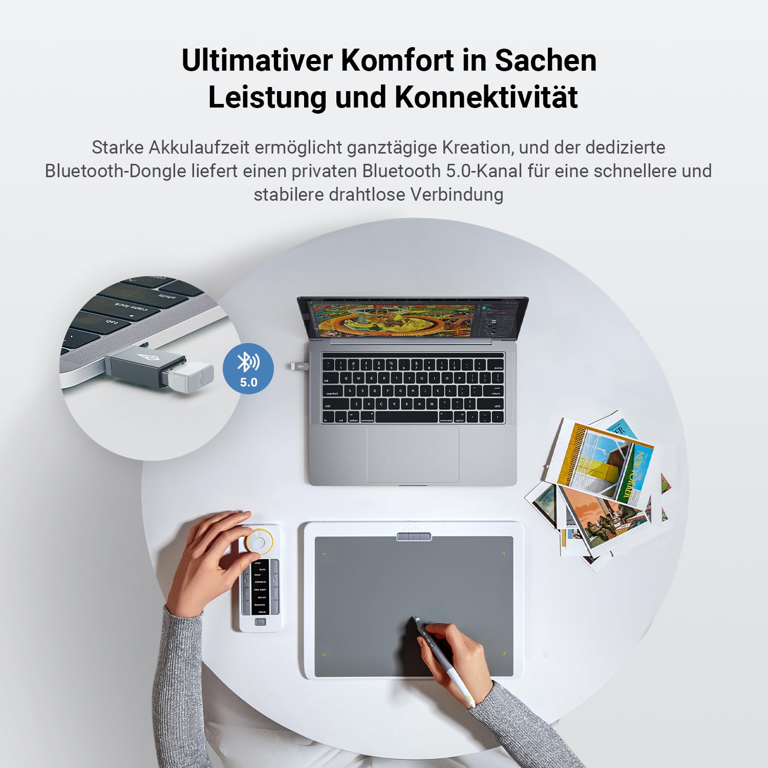 Xencelabs Pen Tablet Medium Bundle SE v2 Professionelles Grafiktablett 12 Zoll für Profi Kreative Zeichentablett mit 2 Batteriefreien Stiften und Quick Keys