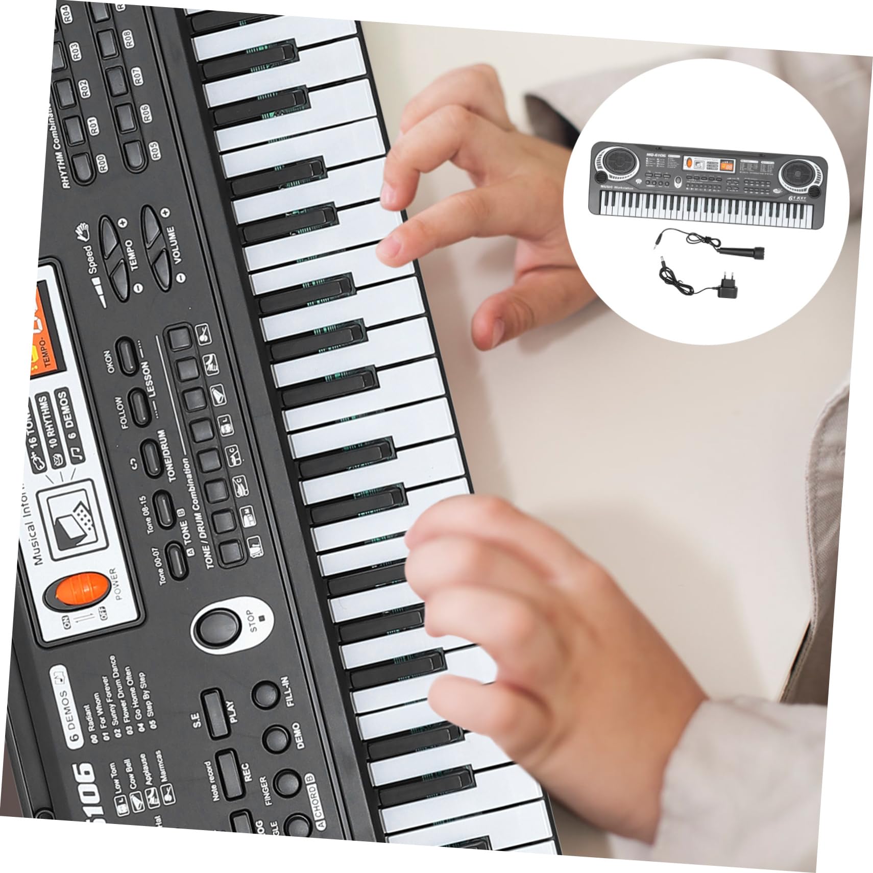 Pianoforte Elettronico Giocattolo Abs Nero 61 Tasti per Ragazzo Ragazza