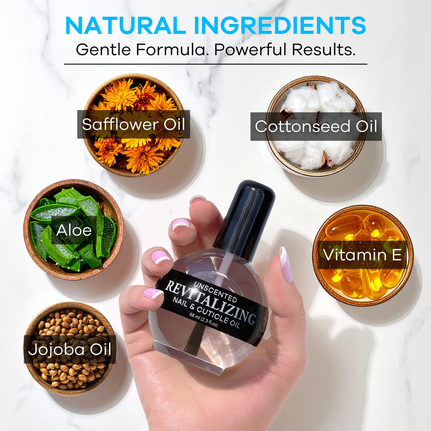 Ellie Chase Moisturizing Cuticle & Nail Care Oil 2.3 Fl Oz Unscented - Infused with Jojoba Oil, Aloe, Vitamin E – Nail & Cuticle Hydration, Repair, Moisturizer, Strengthener, Growth