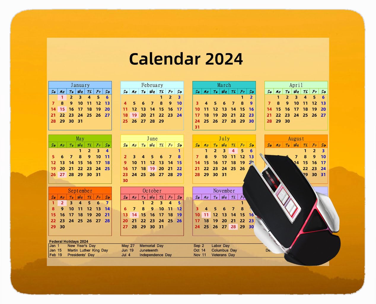 Amazon.com: YENDOSTEEN 2024 Calendar Mouse Pad with Holidays,Earth Lake Branch  Spring Tree Mouse Pad Mat Type1982 : Office Products