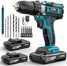 Sundpey 21V Cordless Screwdriver - Cordless Drill Driver with 2 Batteries 2.0Ah, 1500RPM 45Nm Max Electric Screwdriver, 2 Speed, 18+1 Torque Settings, LED, for Home DIY