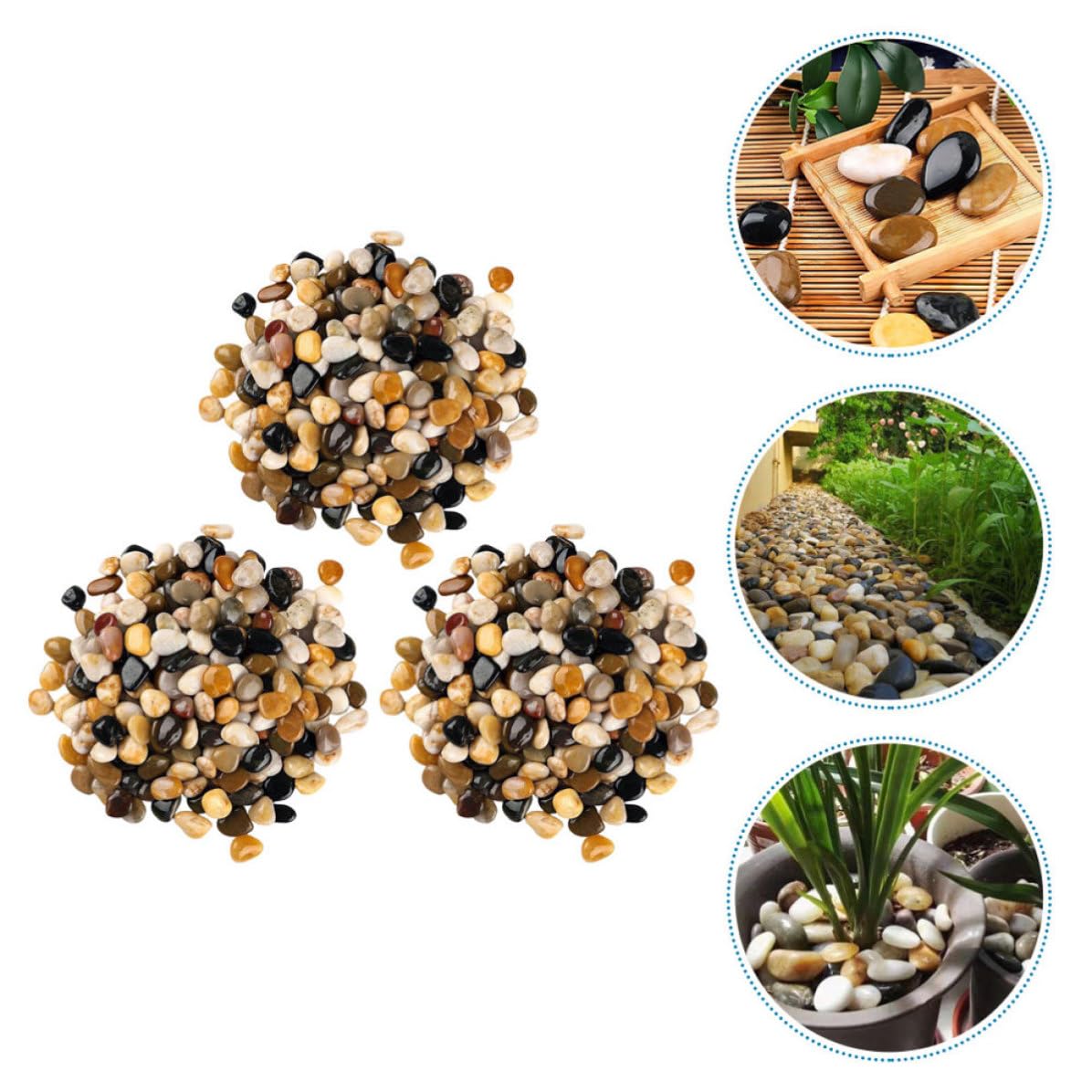 3 Packs Decorative Pebbles Three Bags Stone Round Smooth Drainage