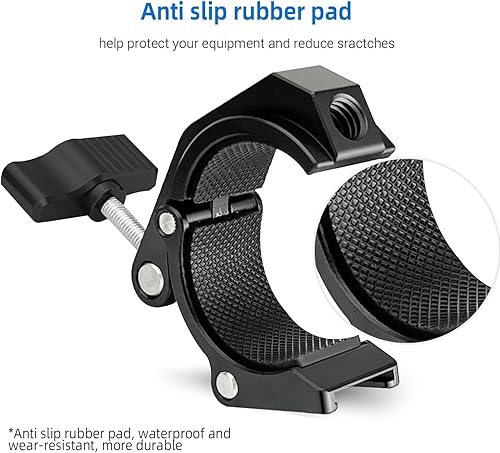 Miniatura 9 de Super Clamp Clip fuerte multifunción con agujero de tornillo de 14 de pulgada para foto, fotografía, estudio, video, trípode y micrófono (titanio)