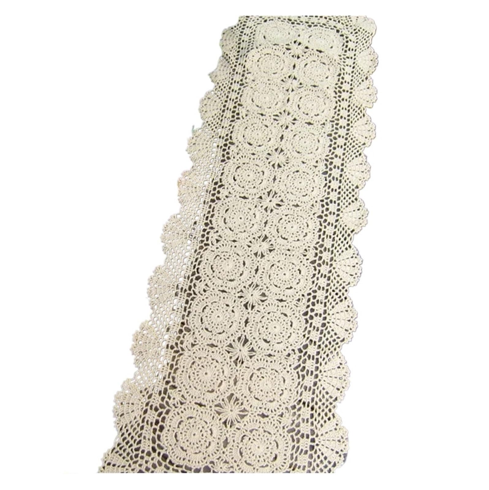 Handmade Cotton Crocheted Tablecloth Lace Flower Table Runner For Home Coffee Shop Decoration For Home Party Decor(40x180cm)