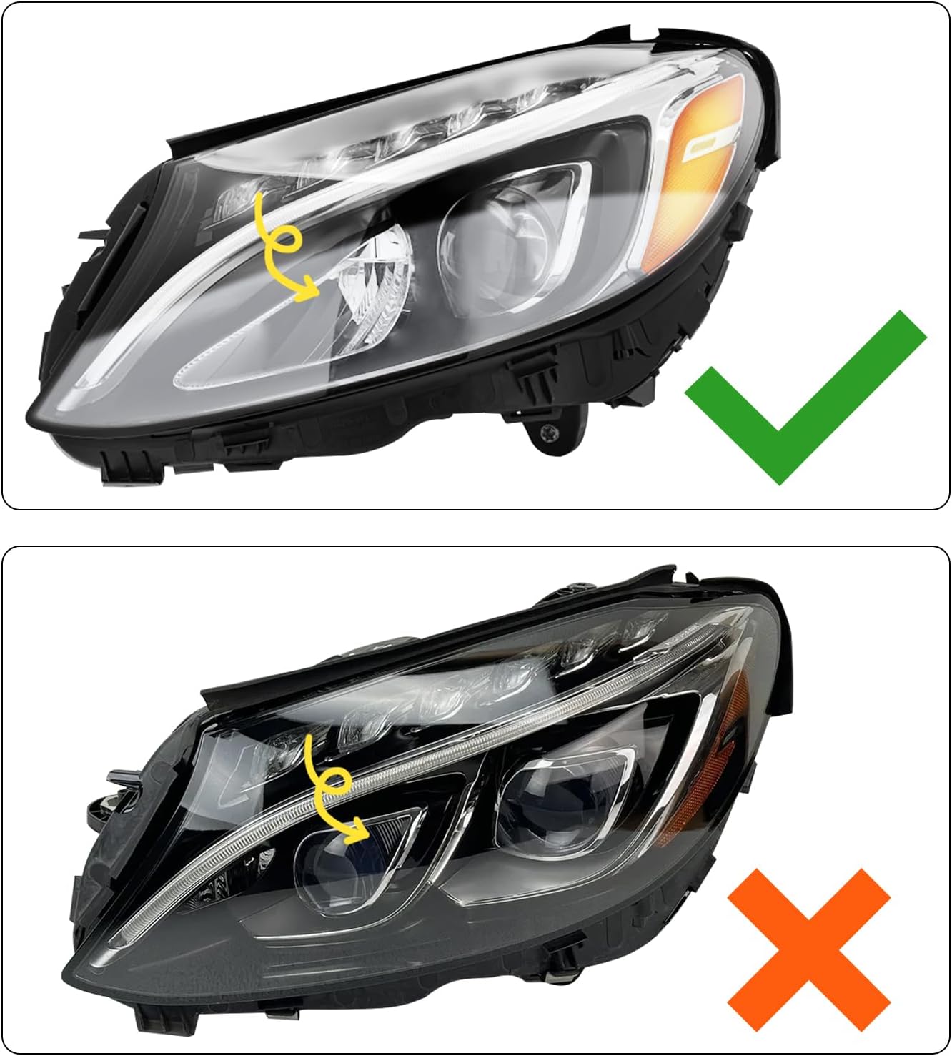 LOYALHEARTDY For 2015 2016 2017 2018Mercedes Benz C-Class W205 C300 LED Headlight Assembly, Left Driver Side Front Headlight Headlamp w/Bulbs A2059067703, A2059063004 |LH