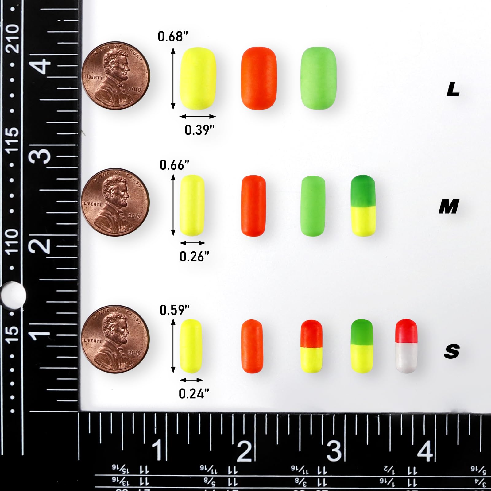 Alwonder 100-Pack Fishing Rigs Floats Snell Float for Surf Fishing Pompano Rig Walleye Rig Live Bait Rig Strike Indicators Line Floats Crawler Harness L Green