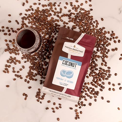 Miniatura 4 de Fresh Roasted Coffee, Café con sabor a coco, 12 onzas, tostado medio, Kosher, molido