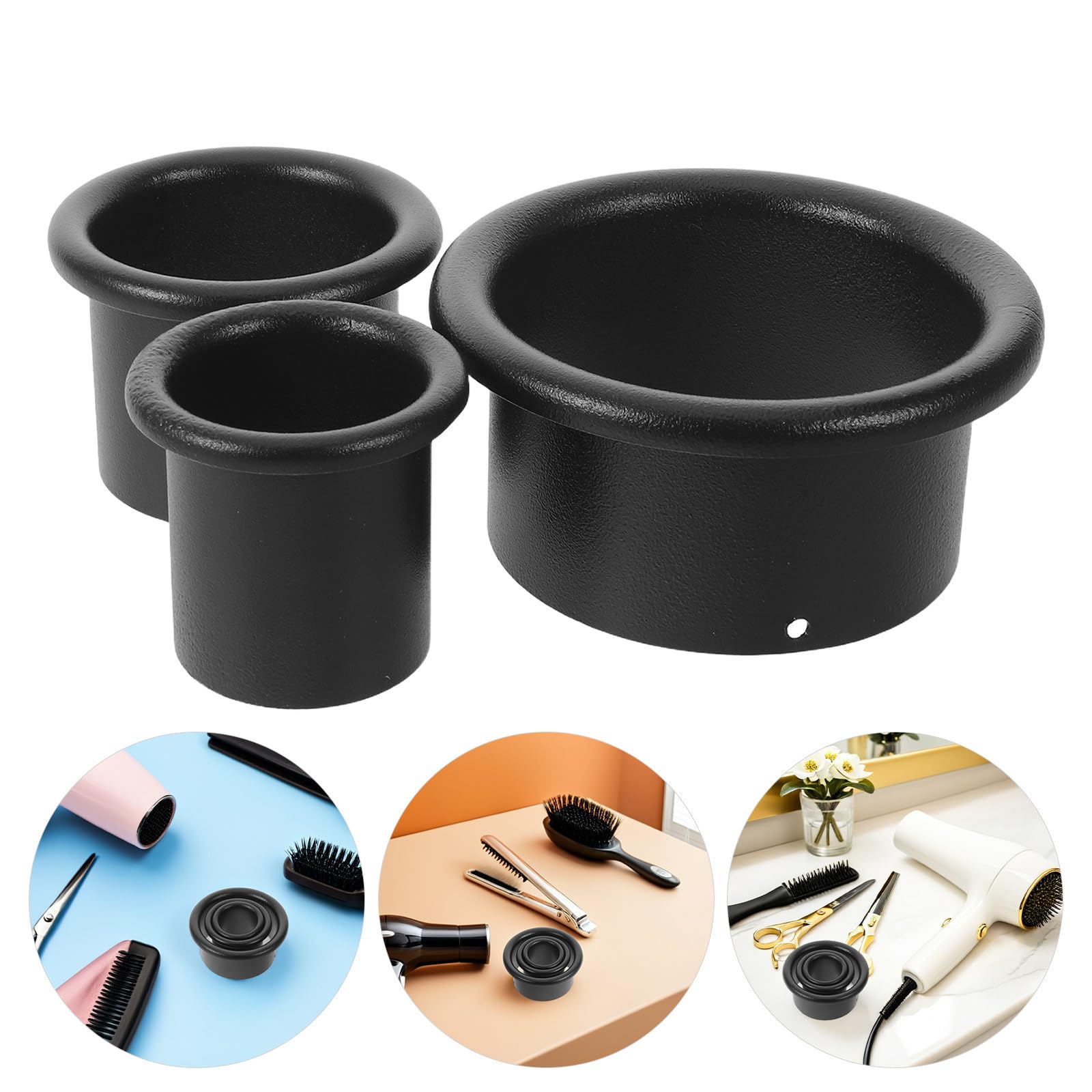 VILLCASE 6 Piezas Soporte y Inoxidable Negro de o Secador de Acero Pelo para Alta Eficiencia de Organización Fiabilidad para Estación de Barbero Mesa