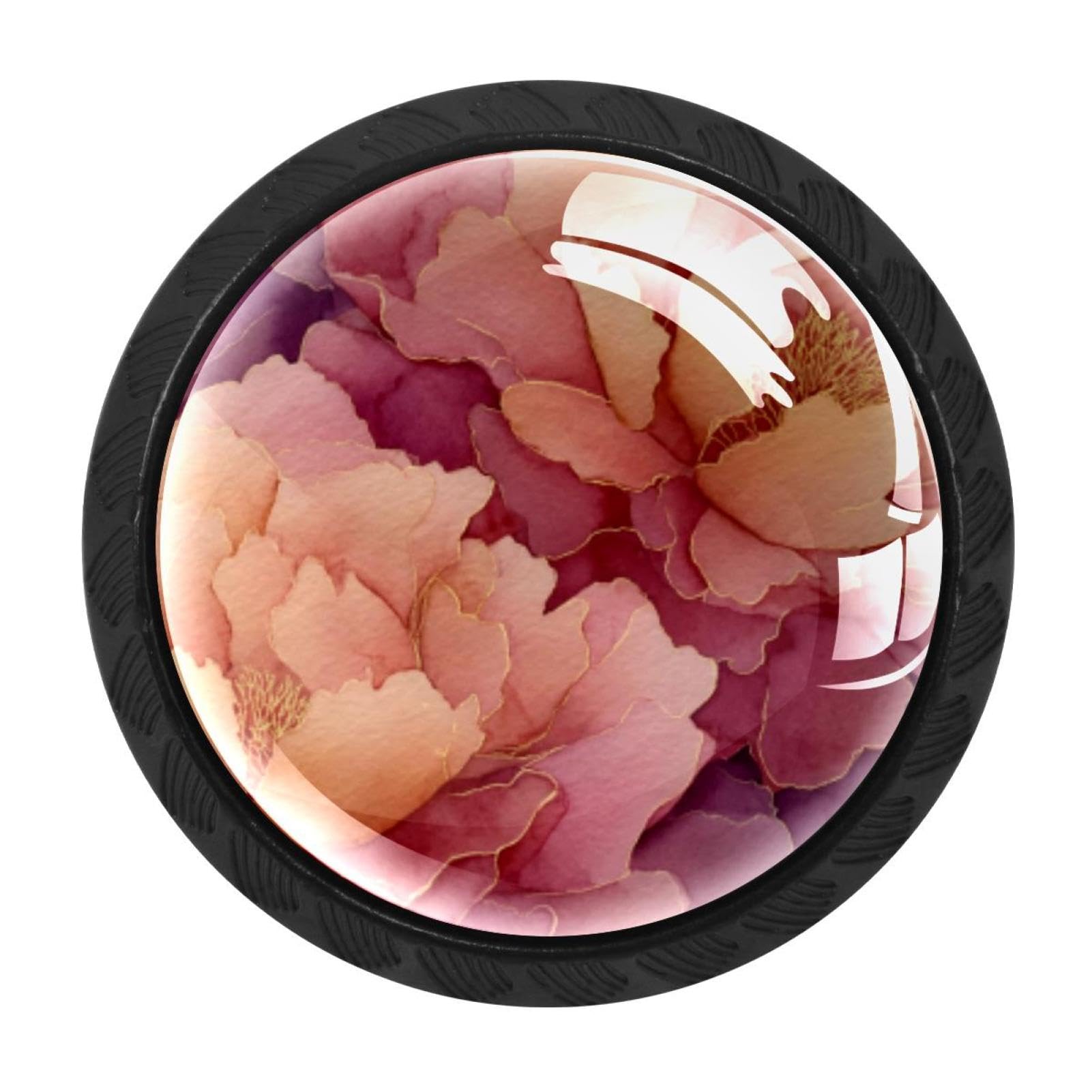 CHENZZZZ 4 Pieces Dresser Knobs Aesthetic Peony Drawer knobs Cabinet Knobs Pull Handles for Home Kitchen Office