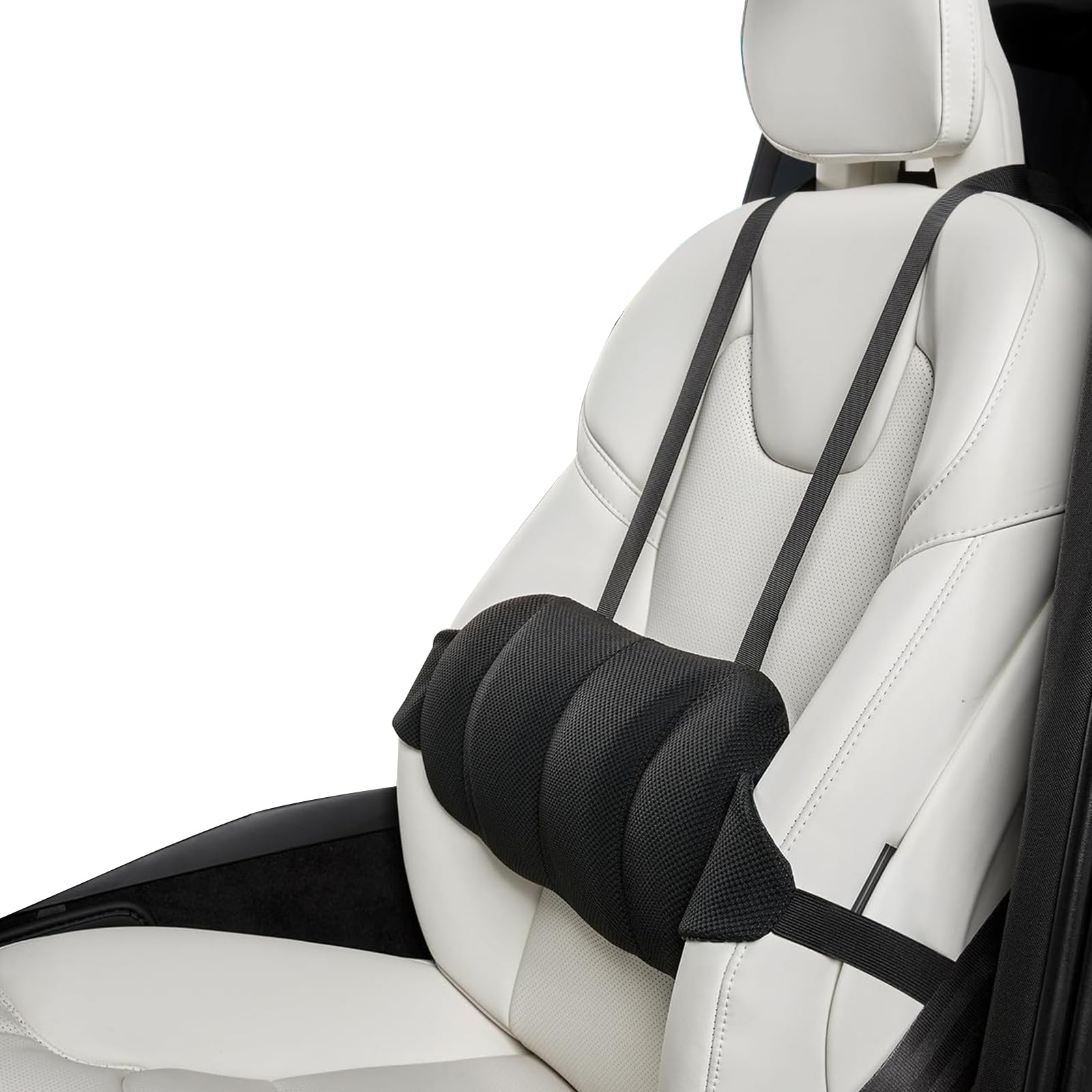 Cuscino Lombare Auto in Memory Foam, Supporto Lombare Regolabile con Cinghia, Copertura Lavabile per Auto, Ufficio e Casa, Comfort Duraturo