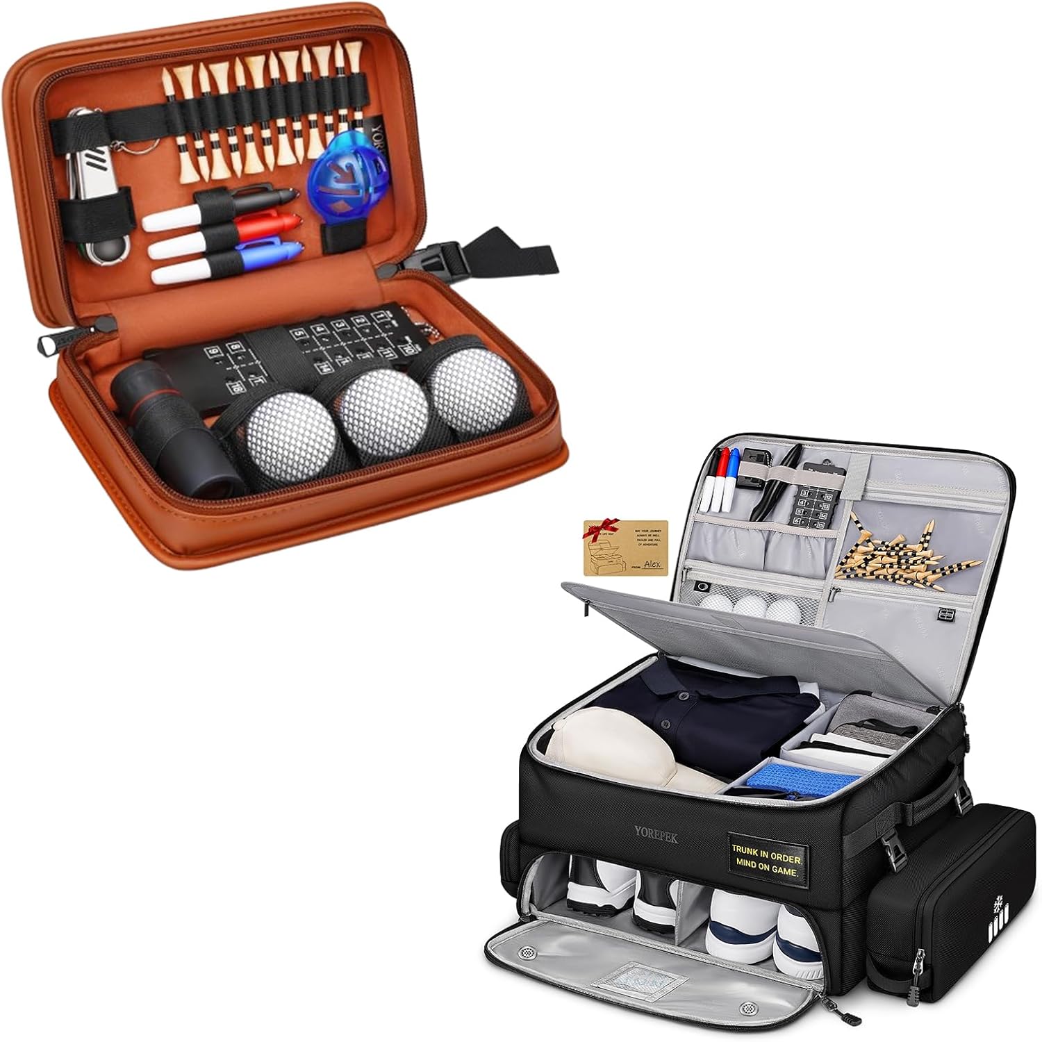 YOREPEK Golf Accessories Kit Golf Trunk Organizer with Removable Insulated Pouch