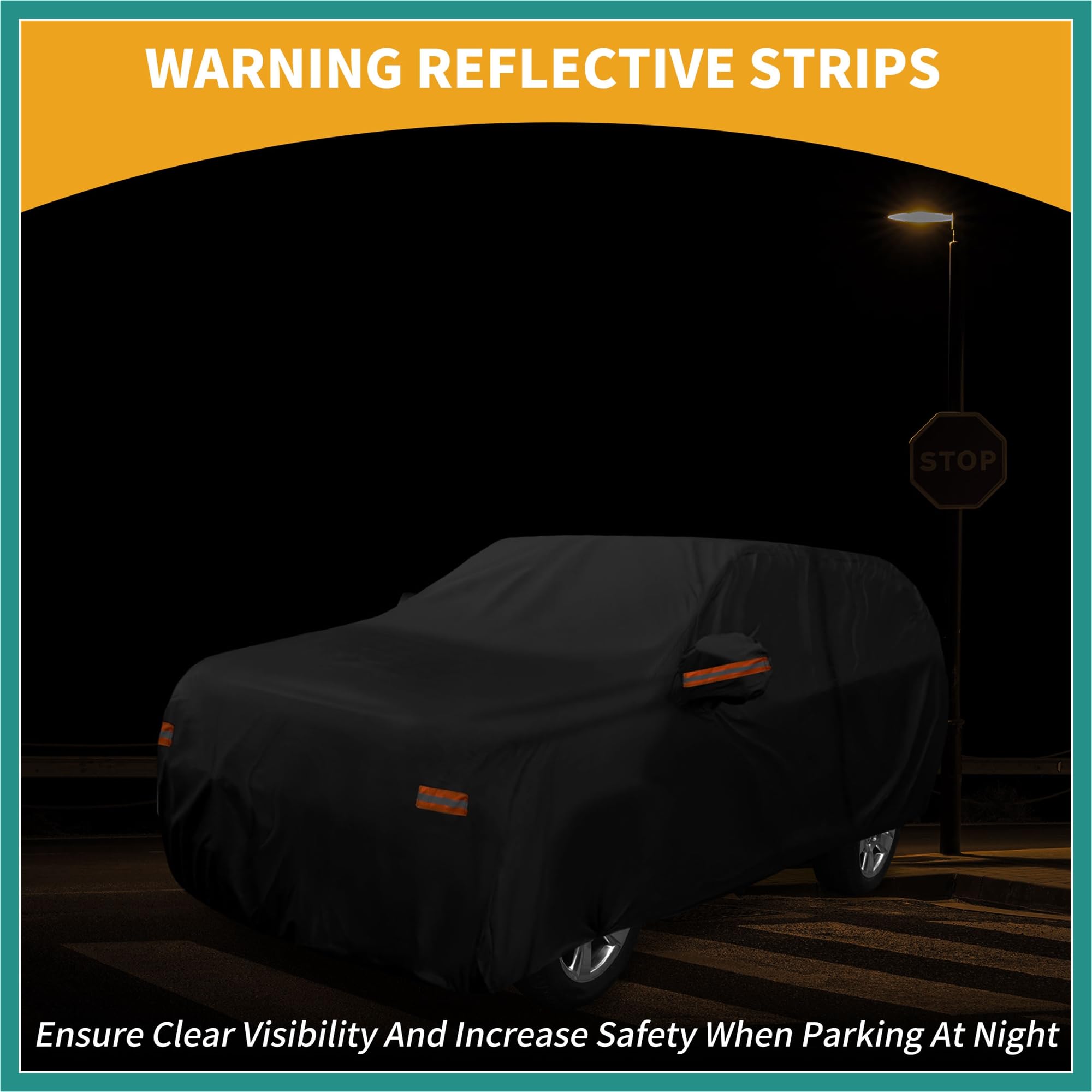 Autoabdeckung Wasserdicht Alle Wetter Automobil Außen Anti-UV Sonne Regen Schutz Vollständige Außenabdeckung für Chevrolet Tahoe Schwarz mit Reflektierenden Fahrzeugzubehör