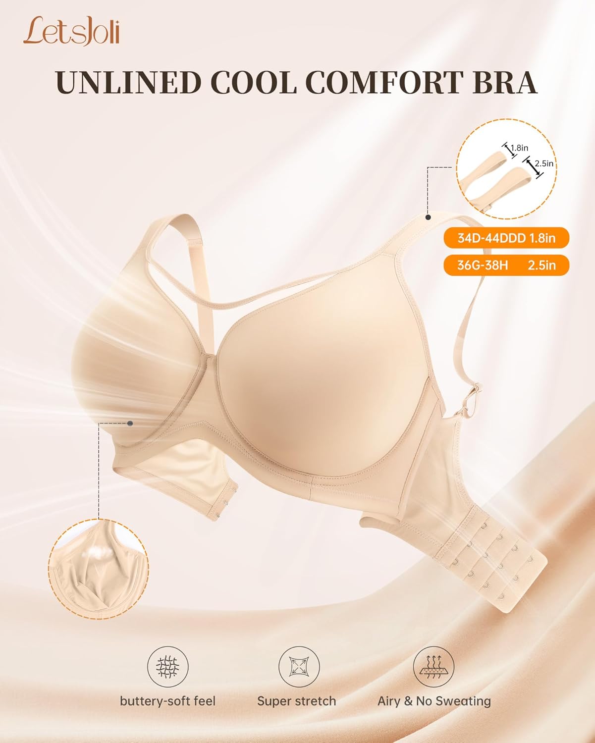 LetsJoli Minimizer Bras for Women Full Coverage Unlined Bra with Underwire Cool Comfort Support for Older Plus Size