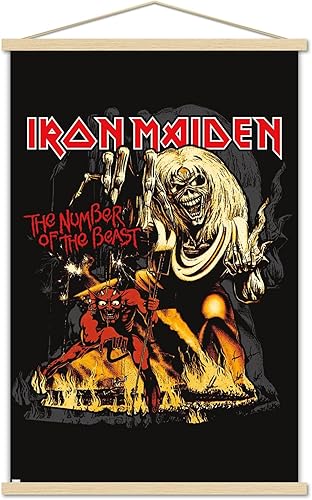 Trends International Iron Maiden - Póster de pared con marco magnético con el número de la bestia