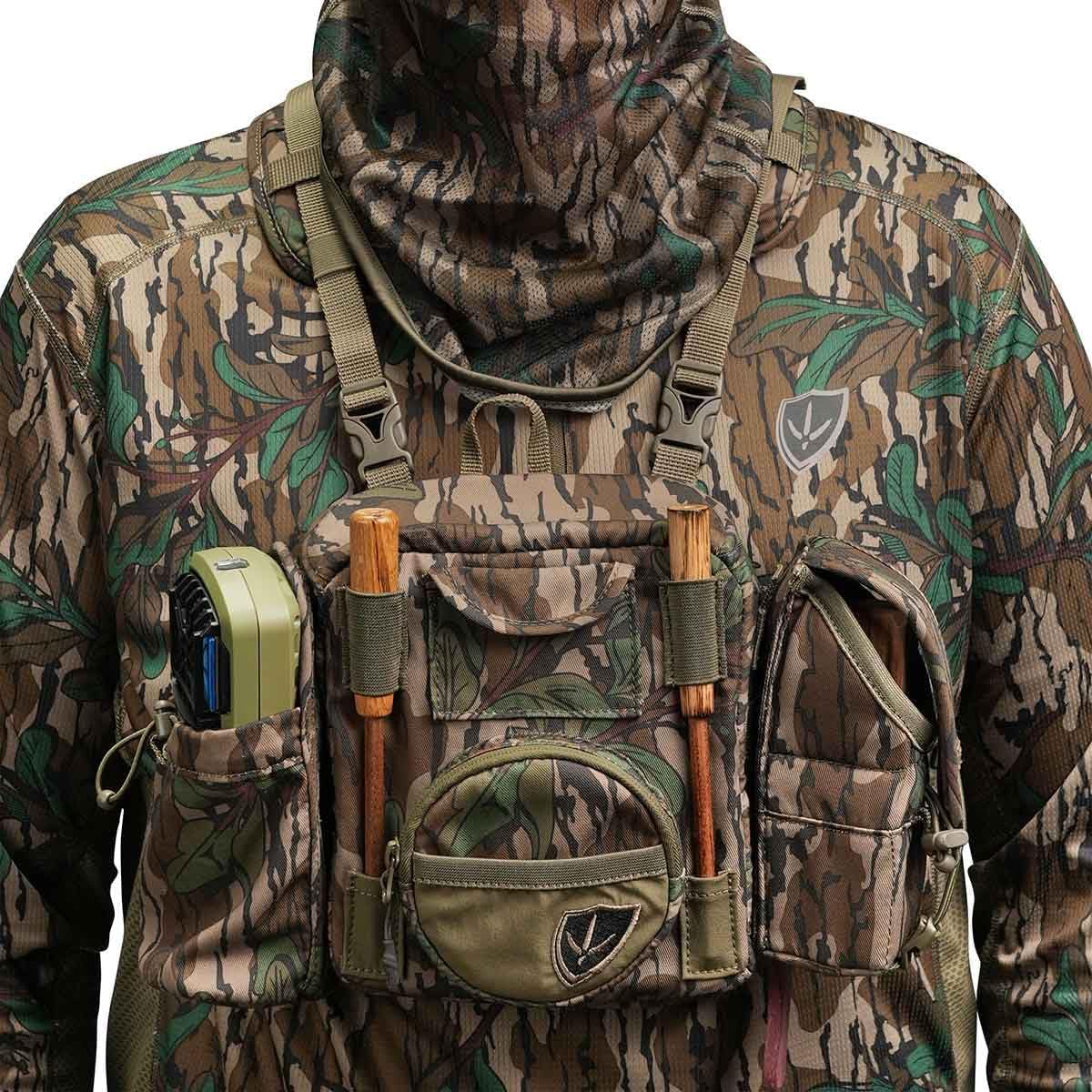 BLOCKER OUTDOORS Finisher Chest Pack Pro – Modular Run and Gun Turkey Hunting Chest Pack with Magnetic Seat, MOLLE Storage, Call & Binocular Access