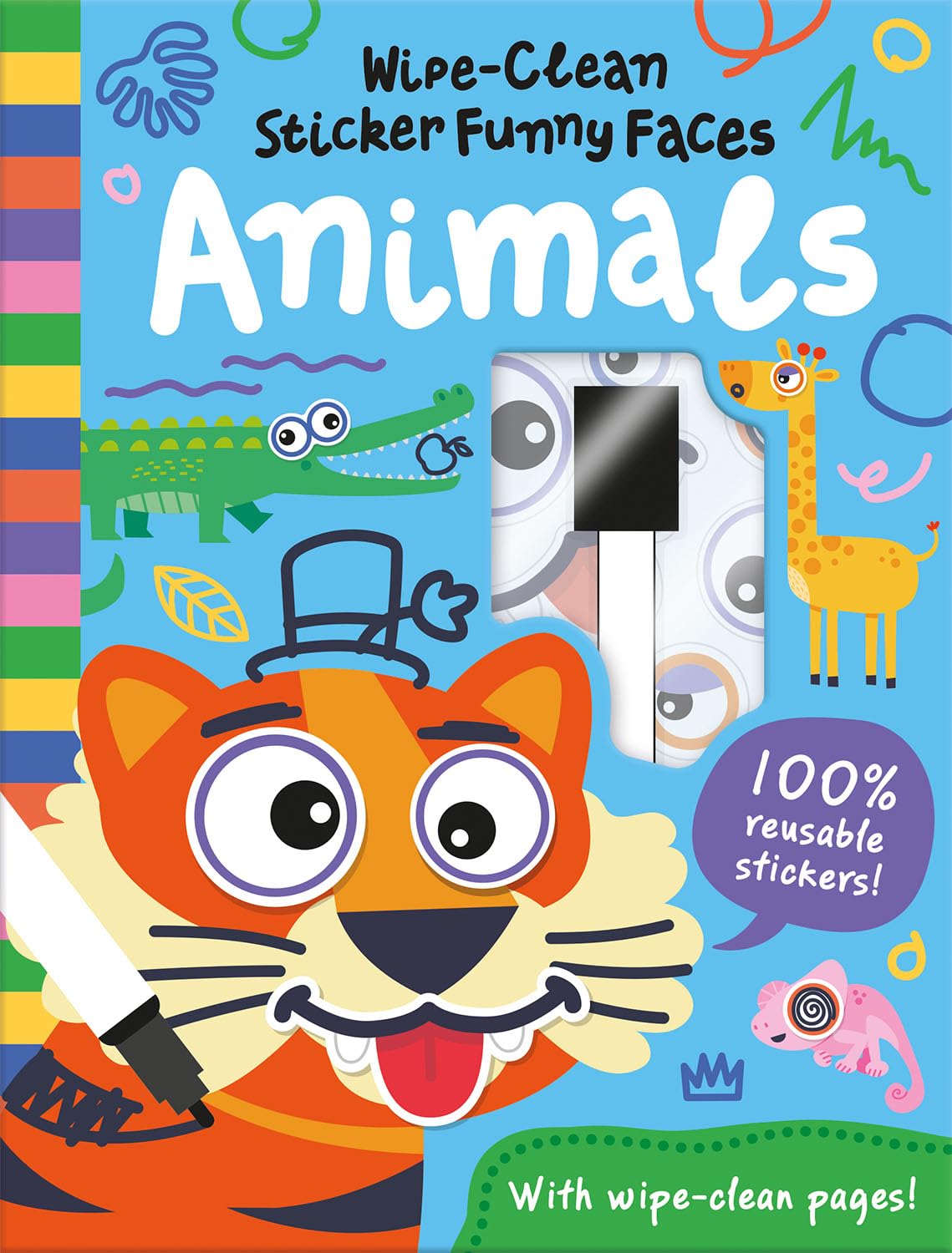 Wipe-Clean Sticker Funny Faces Animals