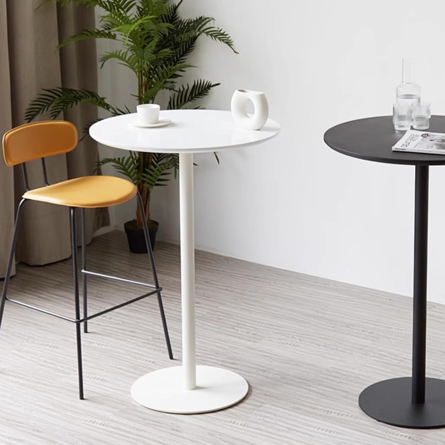 LWZBBGS Round Patio Dining Table Small Side End Table Furniture Table for Kitchen Bistro Cafe Home Bar, High Top Table, Modern Metal Coffee Table Tea Able Snack Table