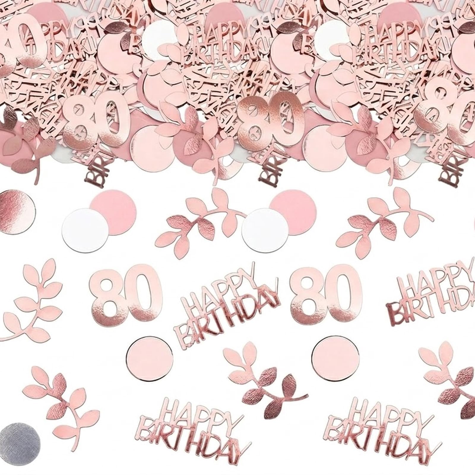 Bolosa 200 Pcs Rose Gold 80th Birthday Confetti Table Scatter