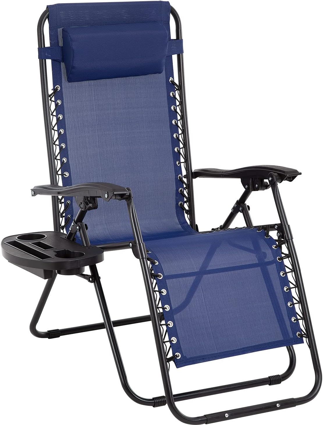 FDW Zero Gravity Chair,Zero Gravity Lounge Chair,1/2 Pack Folding Lawn Chair Adjustable Reclining Patio Chairs with Pillow and Side Table for Pool Yard with Cup Holder (1, Blue)