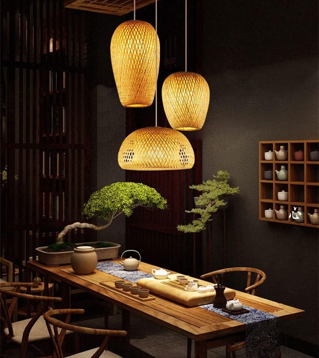 Rustykalna rattanowa lampa wisząca Farmhouse Bambusowa lampa wisząca 3 światła wiklinowy kosz tkany żyrandol salon bar jadalnia sufit oświetlenie wiszące