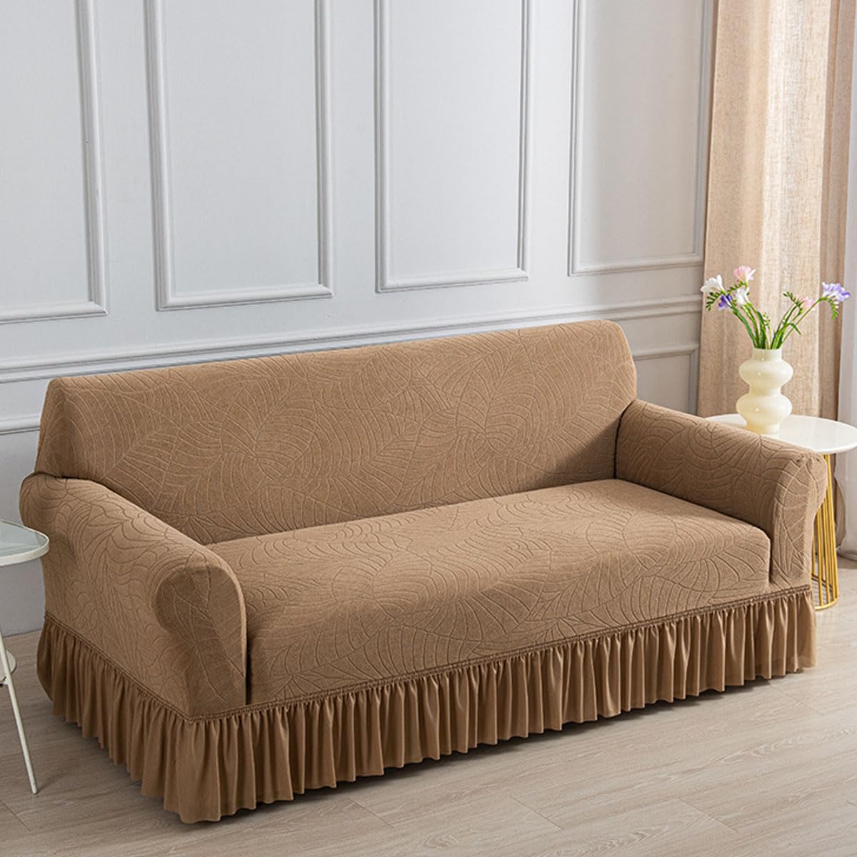 Hcfklig H Breathable Sofa Slipcovers, Stretc Sofa Covers,1/2/3/4 Seater Soft Couc Covers,All-Inclusive Sofa Slipcover Wit Skirt,Universal Sofa Cover,Non Slip Furniture Protector(Size:3 Seater,Color:h)