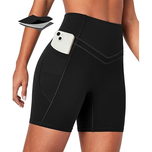 IUGA Tummy Control Biker Shorts Women with Pockets Workout Gym Shorts High Waisted Yoga Running Compression Shorts Spandex