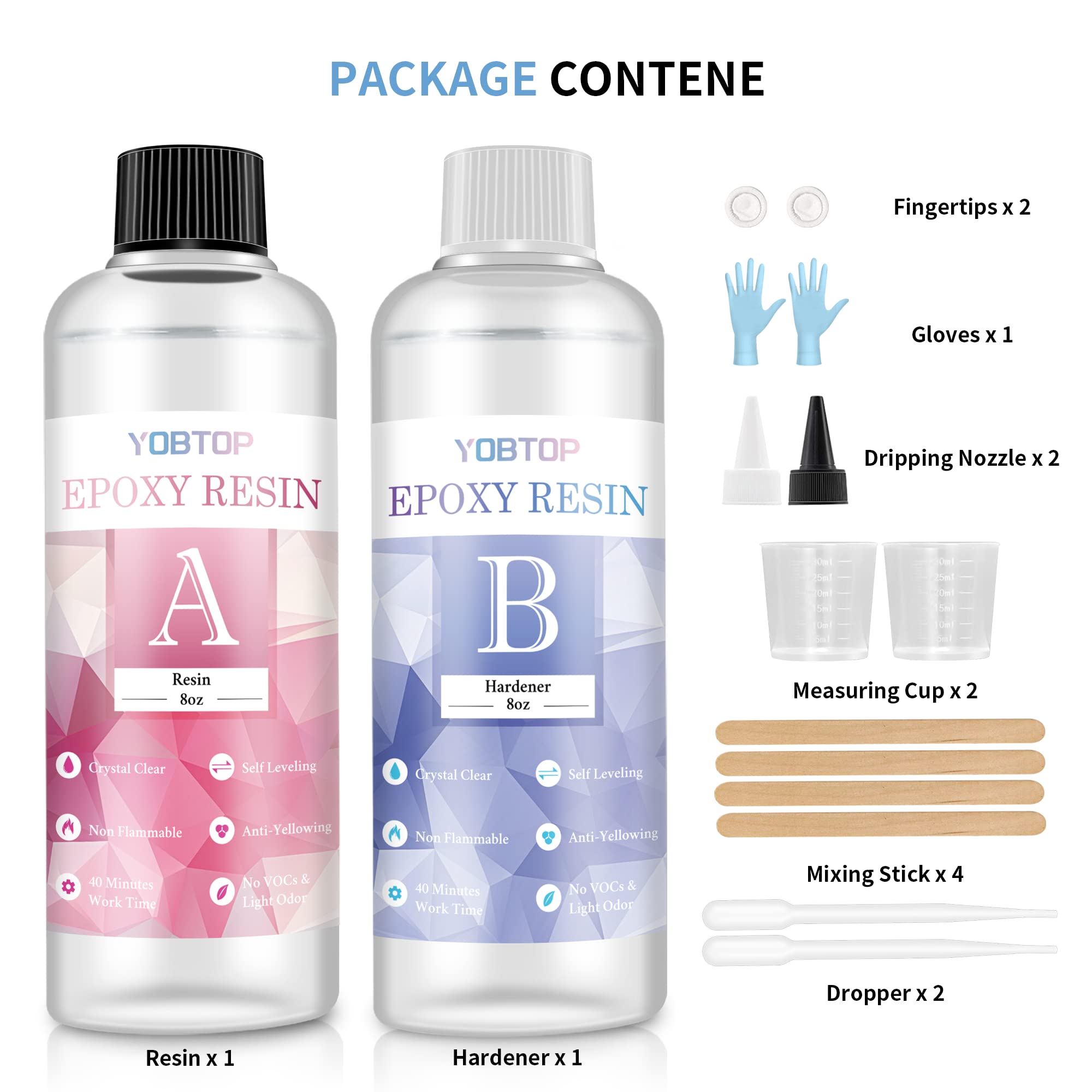 Epoxy Resin 16oz Crystal Coating Kit, Clear Resin & Hardener Casting