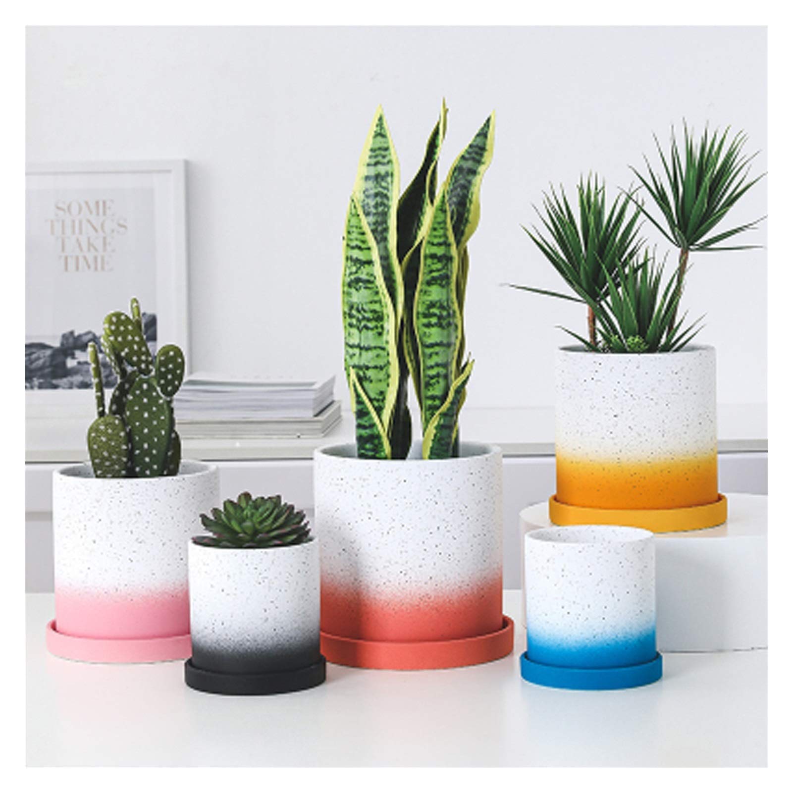 Doniczka Plant doniczki z drenażu otwór i spodek ceramiczny salowy sadzarka okrągły kwiat sadzarka garnek z tacy nowoczesny ozdobny garnek ogrodniczy Doniczki(Pink)
