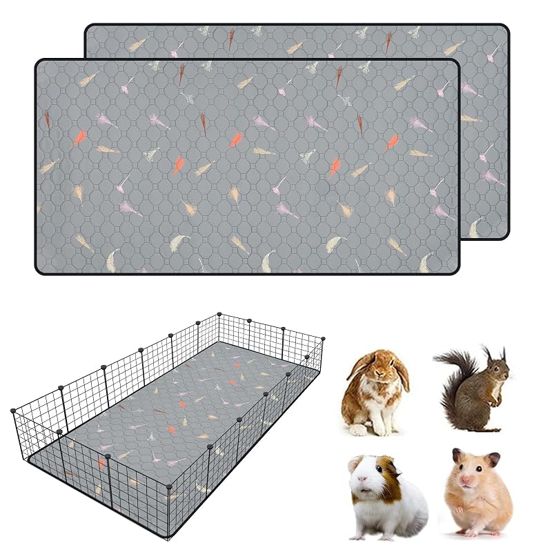 Forração Lavável para Gaiola de Pequenos Animais em Poliéster, Base Antiderrapante LWYMX 91,44 x 182,88 cm, Pacote com 2