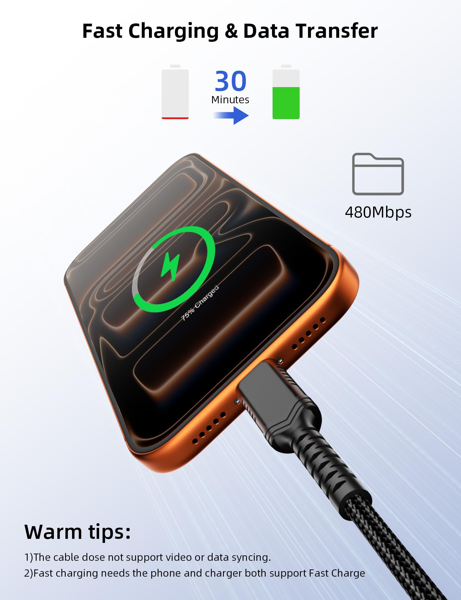 Cavo USB C per ricarica rapida, 5 A, 100 W, 65 W, 45 W, 40 W, 30 W, da USB-C a USBC, resistente alla piegatura, cavo di ricarica PD intrecciato per Dell per computer portatile Asus per iPhone 17 Pro