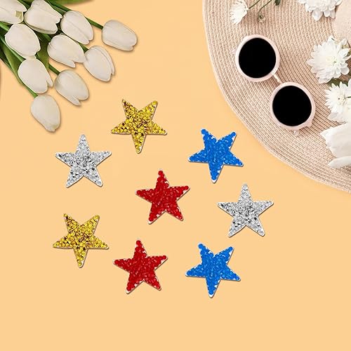 Miniatura 7 de 40 parches de estrellas para planchar, parches adhesivos de estrellas con diamantes de imitación para planchar, adhesivos calientes, parches de