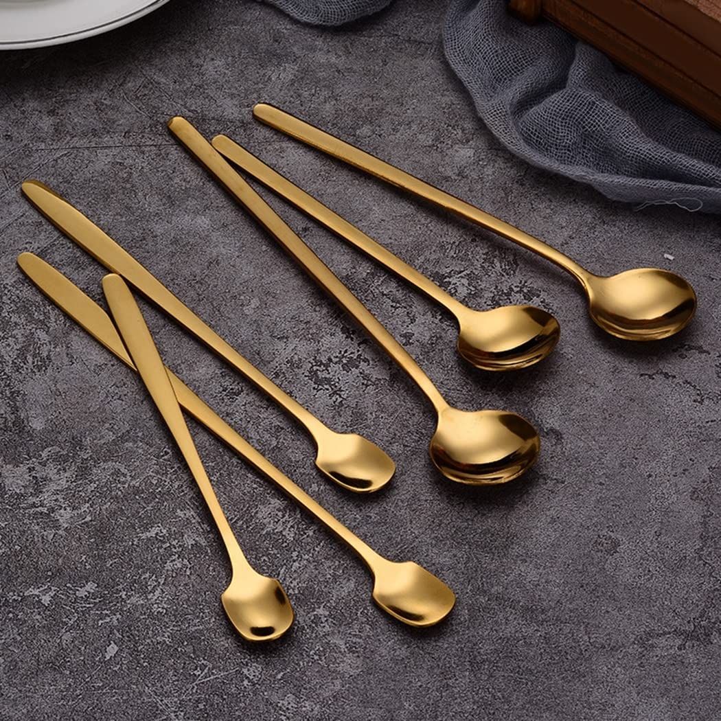 Cucharas de Café, Té 12 unids / set Copia de café Acero inoxidable Mini cucharaditas de oro Postre cuchara Helado Helado Sopa Cuchara Accesorios de cocina Cuchara para Cocinar，Cuchara de Sopa