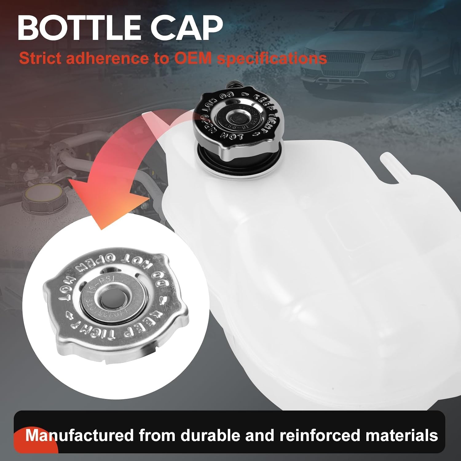 Coolant Reservoir Overflow Tank With Cap Fit for 2009-2010 Dodge Journey 3.5L Gas, 2011-2018 Journey 3.6L Gas, 2011-2019 Journey 3.6L Flex
