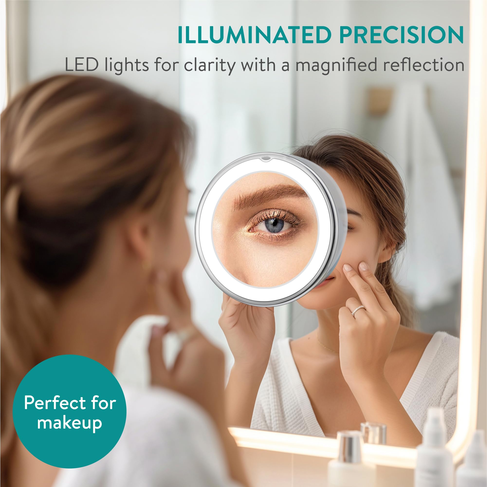 Miroir Grossissant X10 Miroir De Maquillage Grossissant X 10 - Portable - Salle De Bain/voyage - Miroir Grossissant - Outil De Beauté Cosmétique Miroir Mural Rond