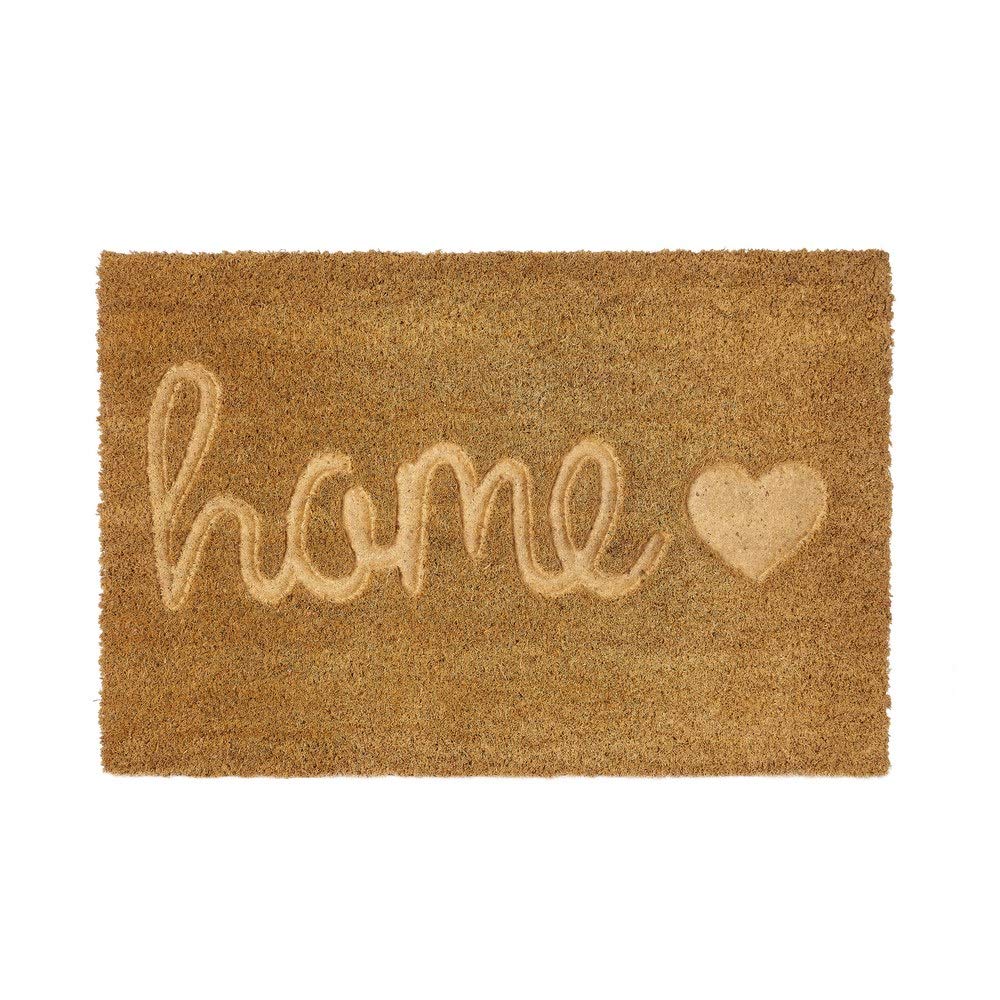 LOLAhome Felpudo Antideslizante Home de árbol de la Vida, Corazones, Hojas, Mosaico, Rayas, Frases, Cenefa de Fibra de Coco Natural de 60x40 cm (modelo2)