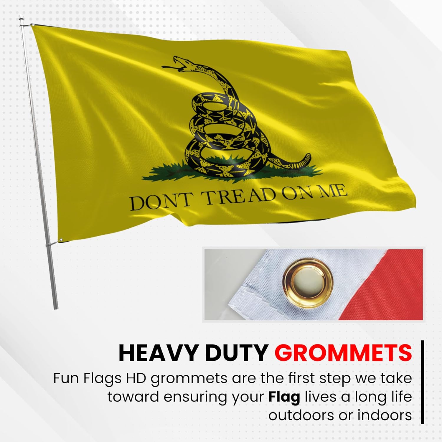 Don't Tread On Me Flag - Durable and Weather Resistant Patriotic Flags, Vibrant Color USA Banner, 3x5 Indoor And Outdoor Flag