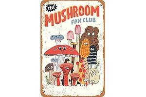 Welcome Sign Decor for Mushroom Fanatics: Introducing The Mushroom Fan Club Vintage Tin Plaque