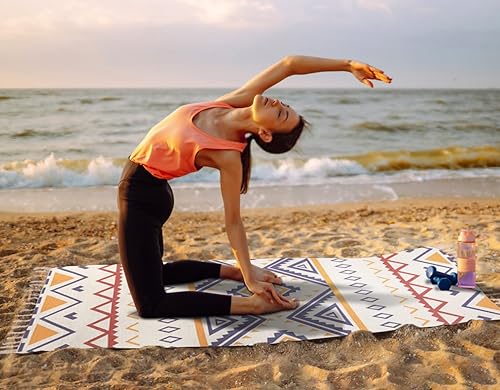 Miniatura 7 de Cifupy Tapete de yoga orgánico hecho a mano con esterilla de yoga de algodón orgánico, alfombra de yoga plegable y antideslizante tejida a mano que